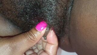 Fat Hairy Ebony Pussy Fucks Dildo - porn video