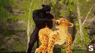 Sexy furry girl fucks a big cocked stud so he cums on her pretty face in Wild Life - porn video