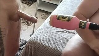 fingering a dick with a sex machine and cumming - porn video